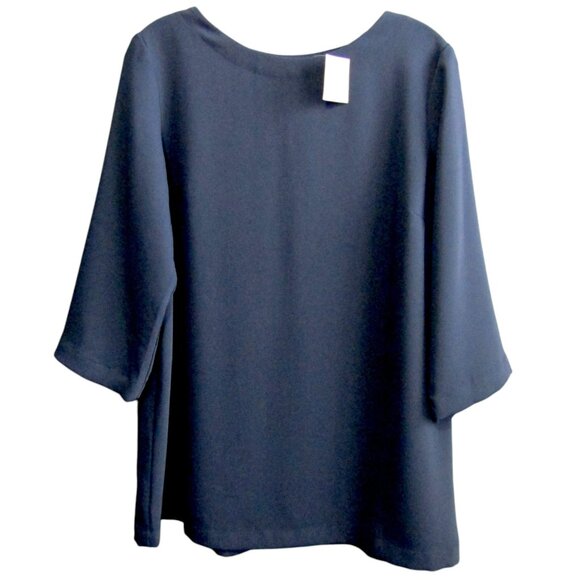 J Jill Wearever Easy Care Navy Blue Knit Tunic 3/4 Sleeve Top Size S New Tag - Picture 1 of 9